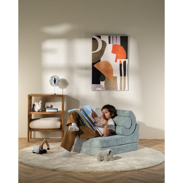 Poltrona per bambini color menta con rivestimento in velluto a coste Flipster – Wigiwama-image-3