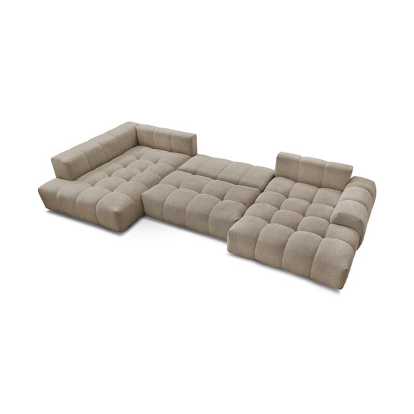 Divano angolare grigio tortora allungabile e con contenitore (penisola a sinistra/a U) con rivestimento in ciniglia Everest – Bobochic Paris-image-4