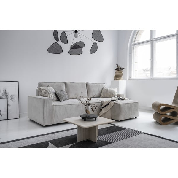 Divano letto angolare in velluto a coste bianco Brave Dave - Miuform-image-2