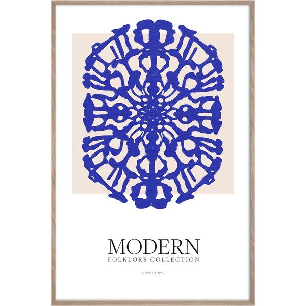 Dipinto stampato con cornice inclusa 60x90 cm Blue Folklore – Styler