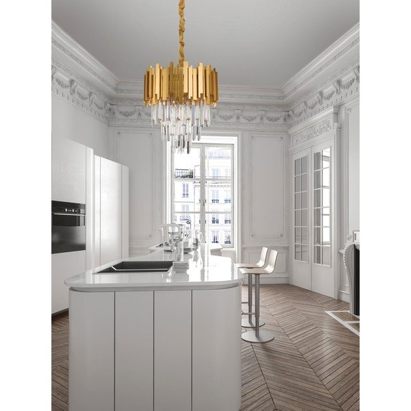 Lampadario dorato in metallo con paralume in cristallo ø 40 cm Grane – Nova Luce-image-2