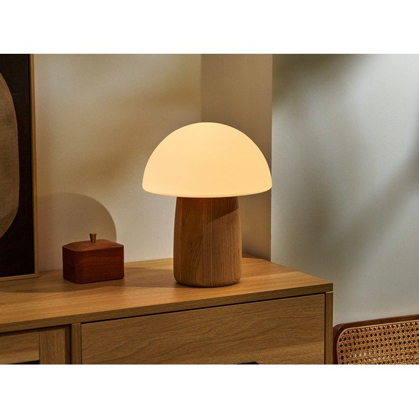 Lampada da tavolo dimmerabile in colore naturale con paralume in vetro (altezza 32 cm) Alice - Gingko-image-1