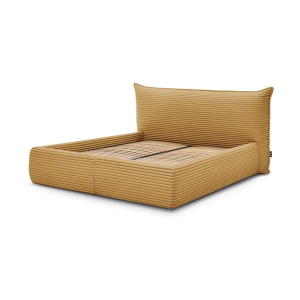 Letto matrimoniale giallo imbottito con spazio contenitivo con griglia inclusa 180x200 cm Jade – Bobochic Paris