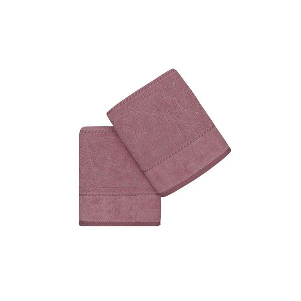 Set di 2 asciugamani in cotone rosa 90x50 cm Sultan - Mijolnir-image-2