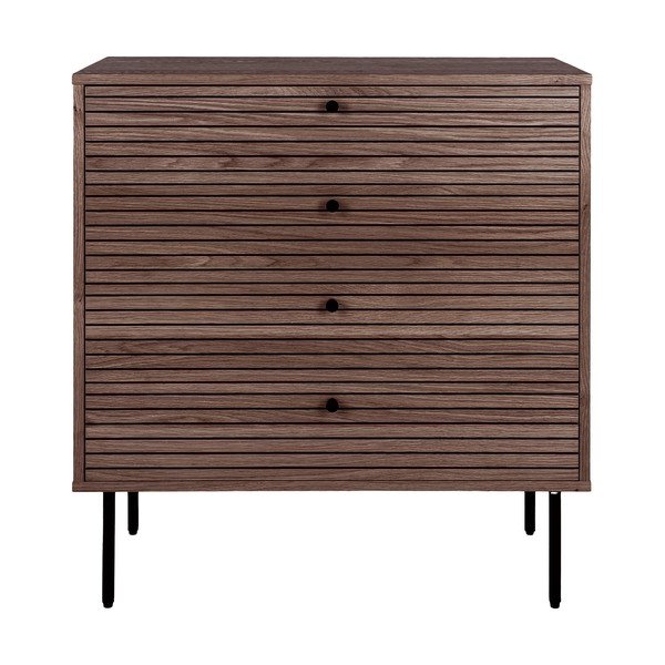 Cassettiera bassa marrone scuro in rovere 80x85 cm Kyoto - House Nordic