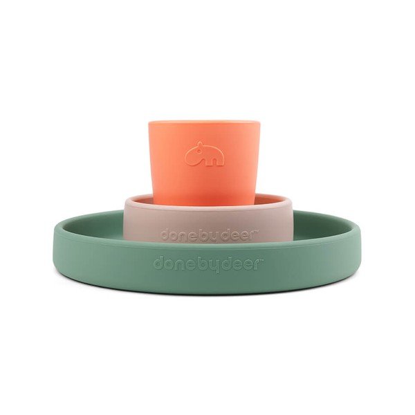 Set da pranzo per bambini in plastica 3 pezzi Croco - Done by Deer-image-1