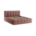 Letto matrimoniale imbottito rosa con contenitore con rete inclusa 160x200 cm Lupine – Micadoni 