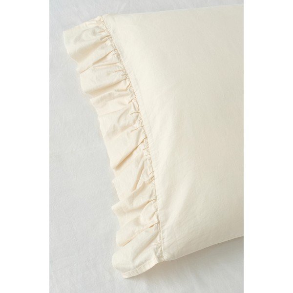 Set copripiumino e federa color crema in raso di cotone per letto singolo 150x210 cm Gloria – Ellos Home-image-2