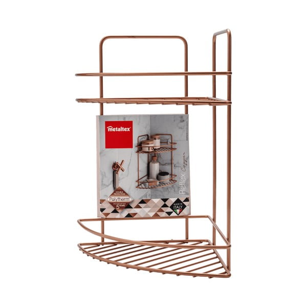 Mensola angolare da bagno a due piani Rame - Metaltex-image-3