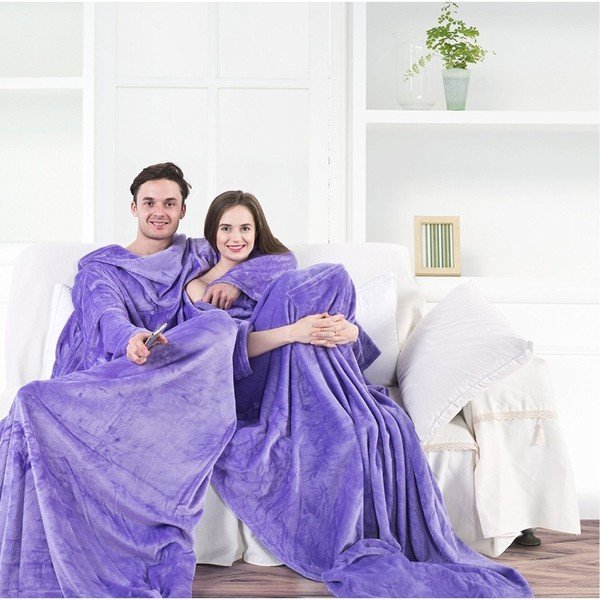 Coperta TV in microfibra viola chiaro, 170 x 200 cm Lazy - DecoKing-image-1
