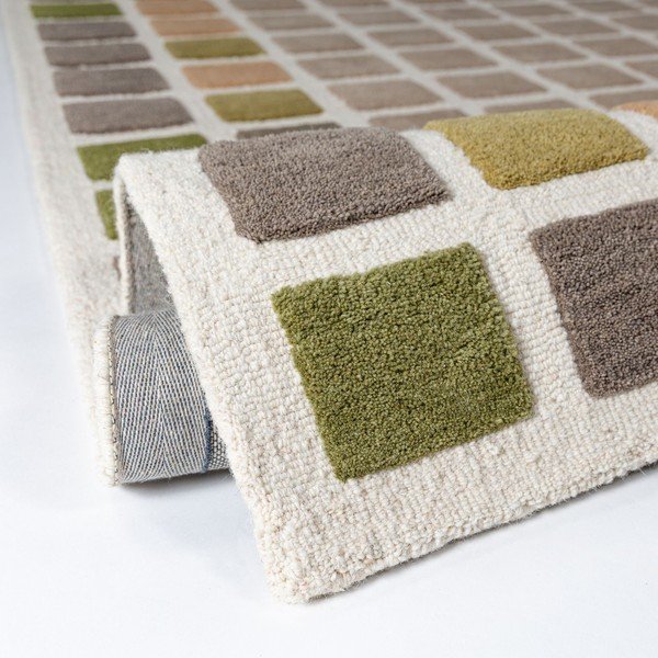 Tappeto verde in lana tessuto a mano 140x200 cm Renga Wool – Flair Rugs-image-2