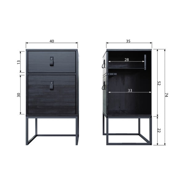 Comodino nero con cassetto e anta Zola - WOOOD-image-4