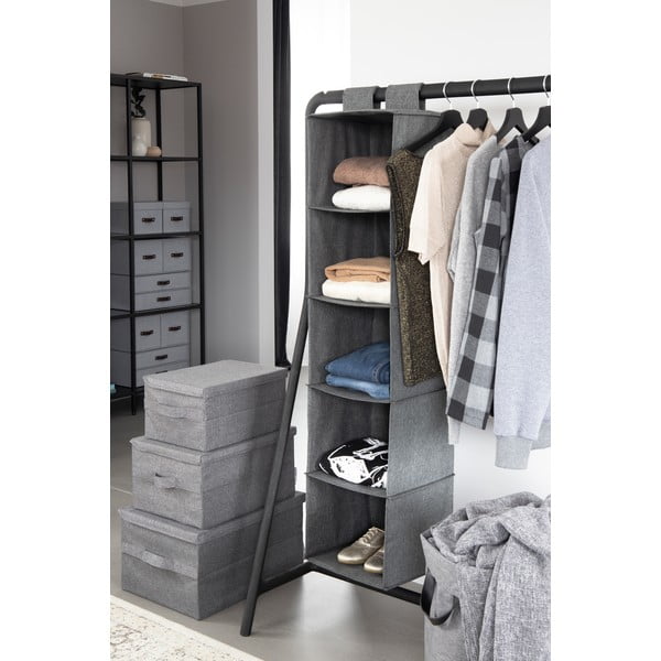 Scatola con coperchio grigia in tessuto 45x34x25 cm Soft Storage – Bigso-image-4