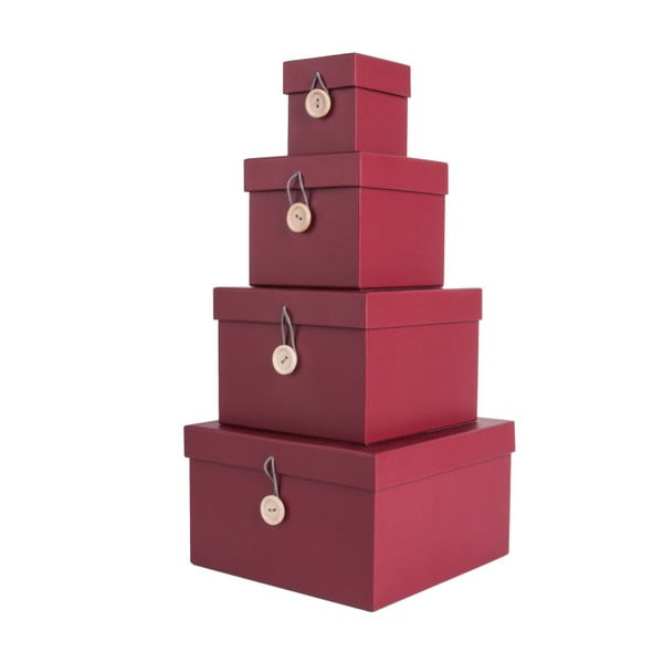Set di 4 scatole portaoggetti rosse con coperchio Uniform - PT LIVING