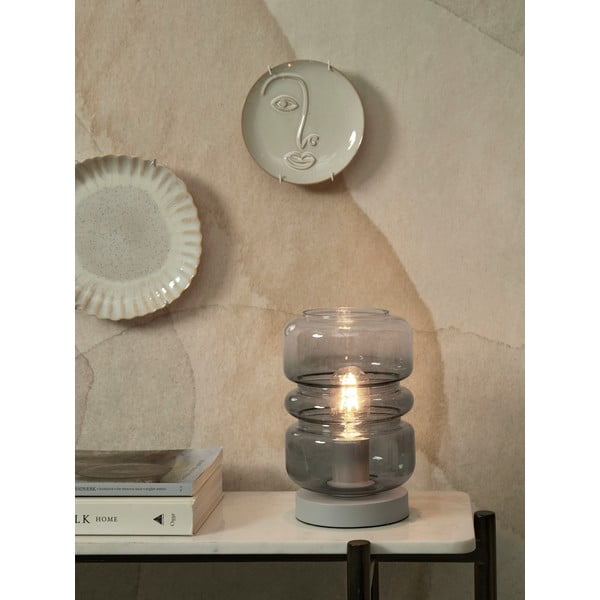 Lampada da tavolo grigia con paralume in vetro (altezza 23 cm) Verona - it's about RoMi-image-1