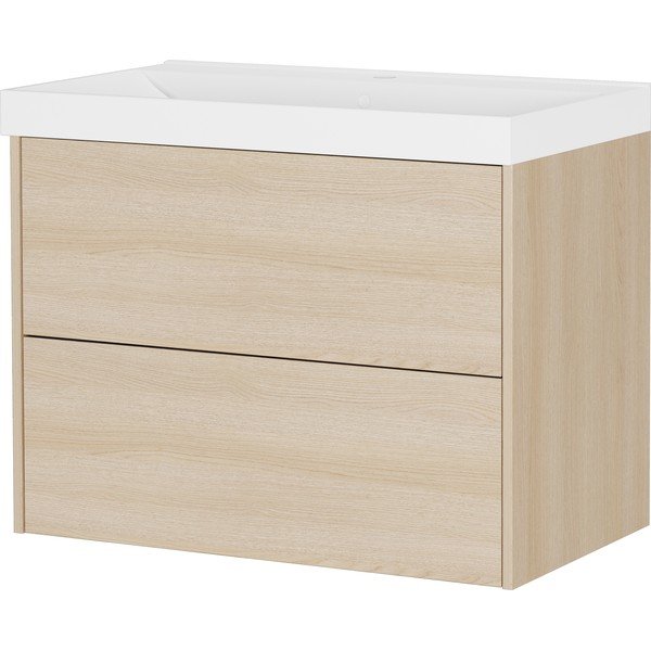 Mobile da lavabo di colore naturale con effetto rovere da appendere 81x65 cm Bodera – Germania