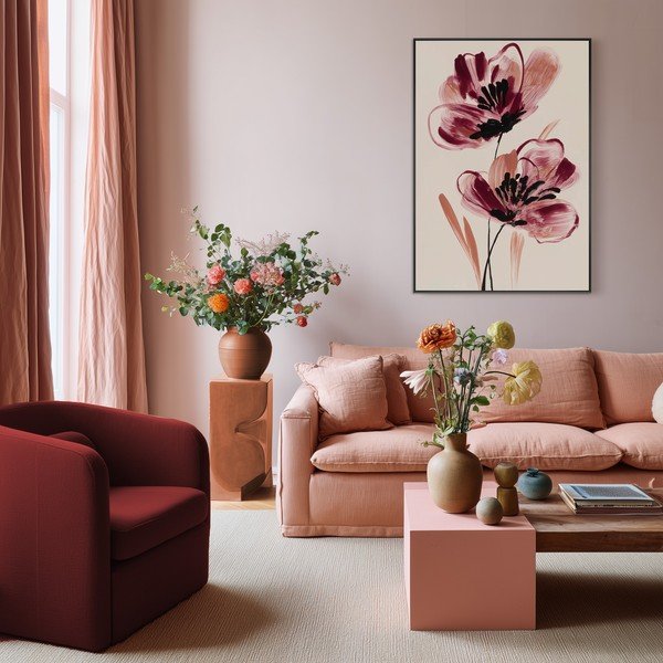 Dipinto stampato con cornice inclusa/dipinto su tela 70x100 cm Burgundy Blooms – Styler-image-2