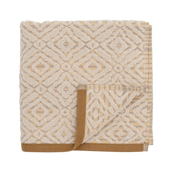 Asciugamano in cotone color senape-crema 100x50 cm Malou - Bloomingville