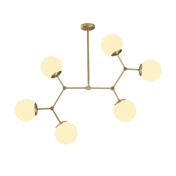 Sospensione per 6 bulbi in Damar bianco-oro - Opviq lights-image-2