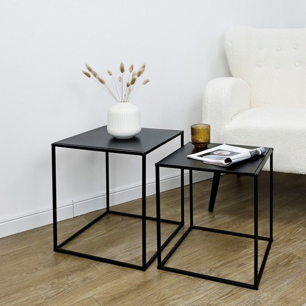 Set di tavolini da salotto neri in metallo 2 pz 38x38 cm Alrik – Yes Everyday-image-1