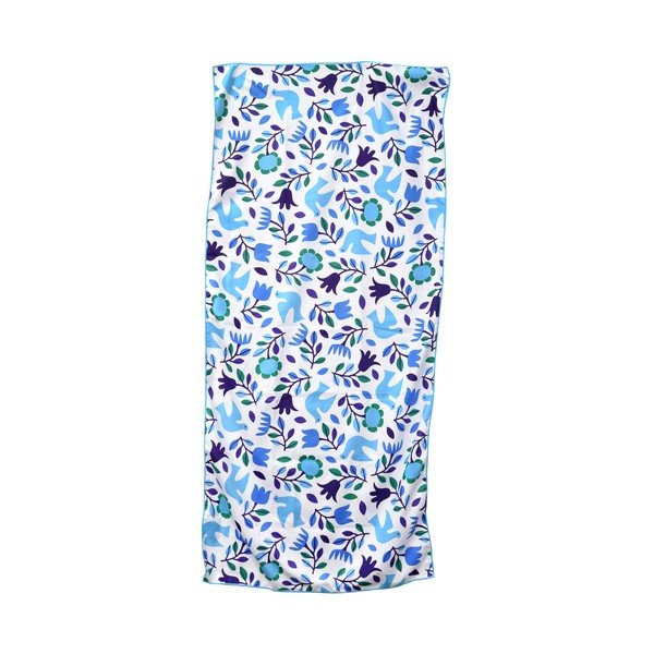 Asciugamano in microfibra blu e bianco, 70 x 150 cm Folk Doves - Rex London