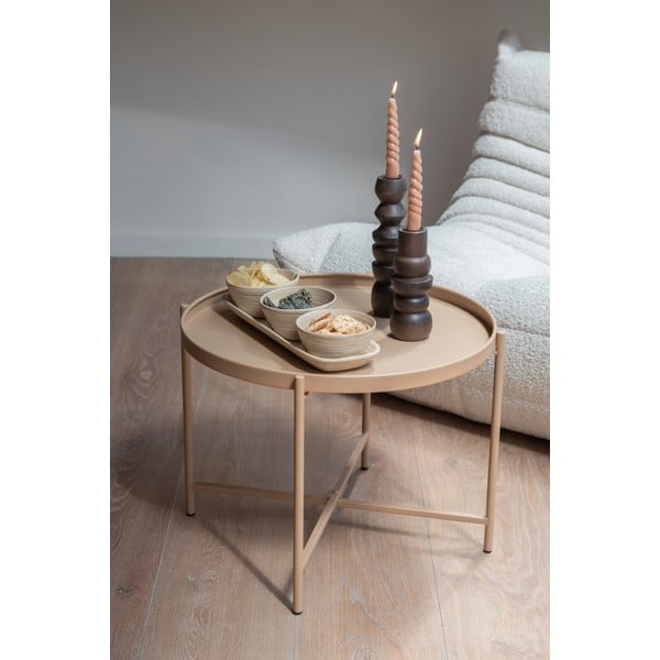 Tavolino da salotto rotondo beige in metallo ø 50 cm Meseta  – Leitmotiv-image-2