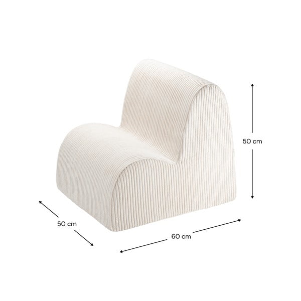 Poltrona per bambini color crema con rivestimento in velluto a coste Cloud – Wigiwama-image-3