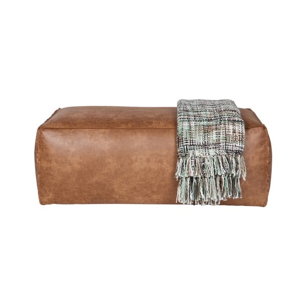 Poggiapiedi marrone cognac con rivestimento in finta pelle Rodeo – WOOOD-image-3