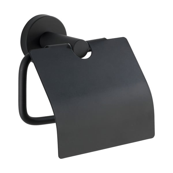 Porta carta igienica da parete in acciaio inox nero opaco Bosio - Wenko-image-1