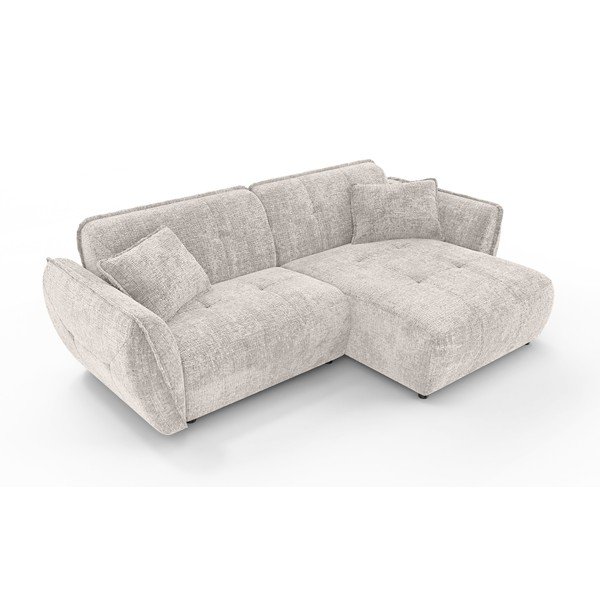 Divano angolare beige (con penisola a destra/con chaise lounge) con rivestimento in ciniglia Nelia – Ropez-image-2