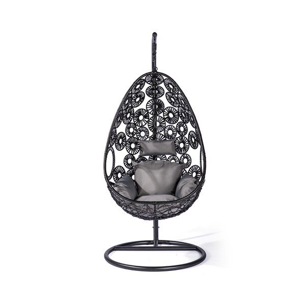 Poltrona sospesa in rattan artificiale nero Palma - Le Bonom-image-1