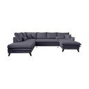 Divano letto antracite a "U", angolo sinistro Charming Charlie - Miuform