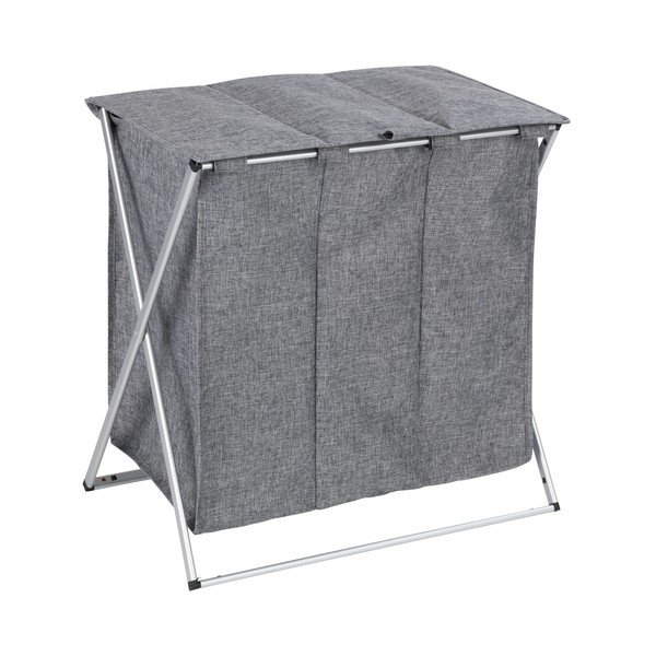 Cesto per biancheria Trio a 3 scomparti grigio, volume 118 l - Wenko-image-2