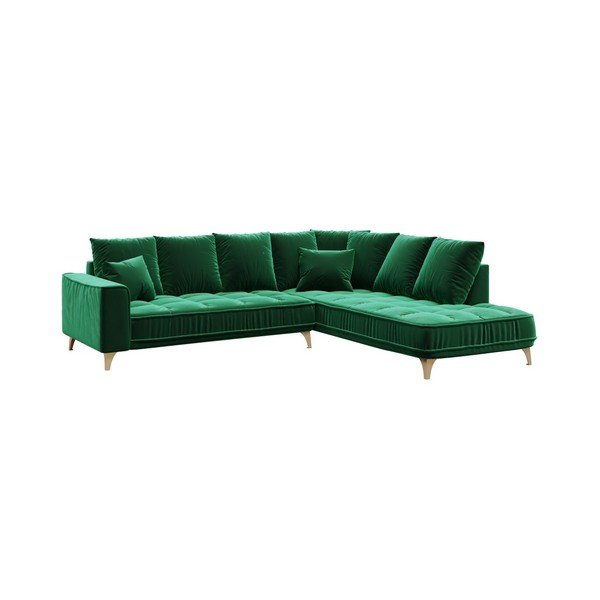 Divano angolare Devichy in velluto verde scuro, angolo destro, 288 cm Chloe - devichy