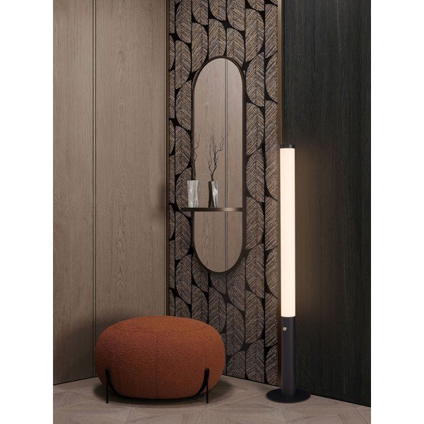 Lampada da terra LED nera opaca in acciaio con paralume in vetro acrilico con intensità regolabile (altezza totale 141 cm) Glaze – Nova Luce-image-1