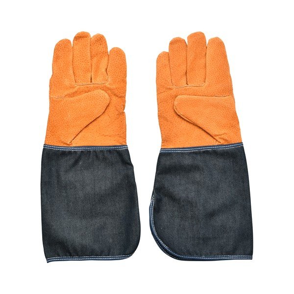 Guanti da giardinaggio blu-arancio con protezione del polso Denim - Esschert Design-image-2