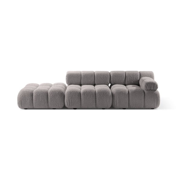 Divano componibile in grigio chiaro con rivestimento in bouclé 288 cm Bellis – Micadoni 