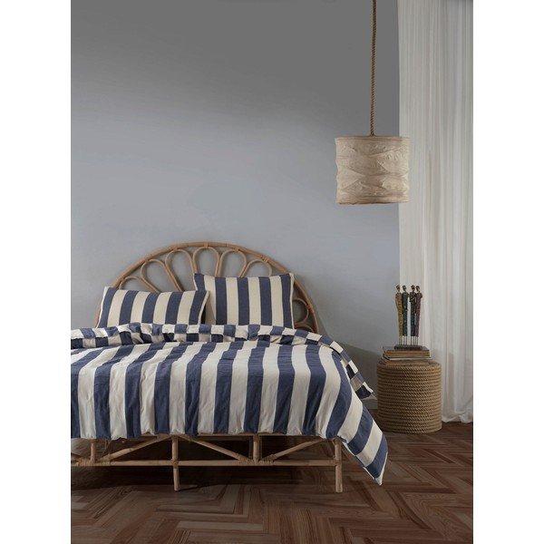 Biancheria da letto in cotone blu per letto matrimoniale 200x200 cm Stonewashed - Mijolnir-image-1