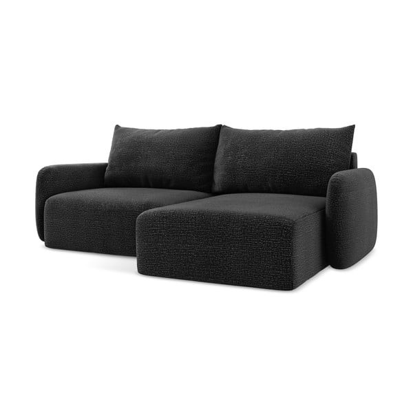 Divano angolare nero allungabile/con contenitore (con penisola a destra) Kalena – Makamii-image-2