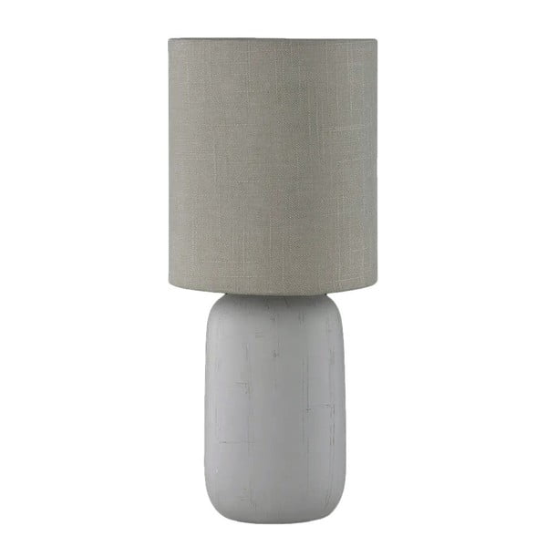 Lampada da tavolo grigia in ceramica e tessuto, altezza 35 cm Clay - Trio