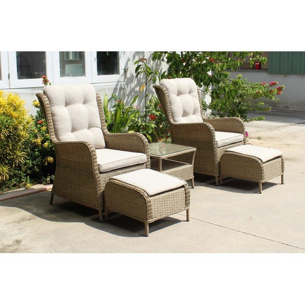 Set da giardino in rattan artificiale marrone chiaro 2 posti Valencia - Garden Pleasure-image-2