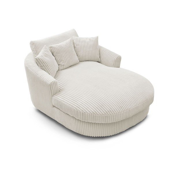 Poltrona beige con rivestimento in velluto a coste Belem – Bobochic Paris-image-4
