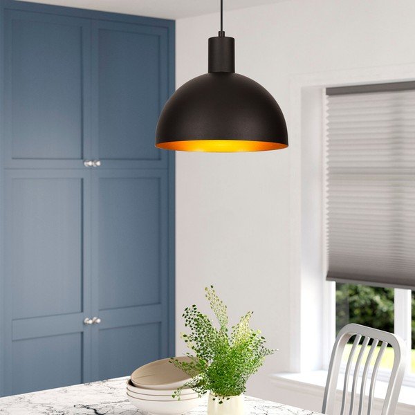 Lampadario nero/dorato con paralume in metallo ø 30 cm Bakh – Opviq lights-image-1