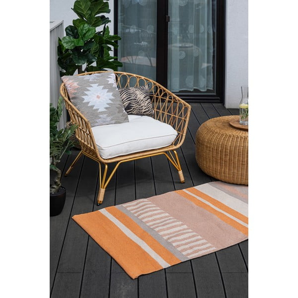 Tappeto bifacciale beige-arancio per esterni in plastica riciclata , 80 x 180 cm Bella - Green Decore-image-2