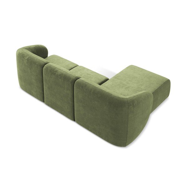 Divano angolare verde (con penisola a sinistra/con chaise lounge) con rivestimento in ciniglia Lani – Makamii-image-3