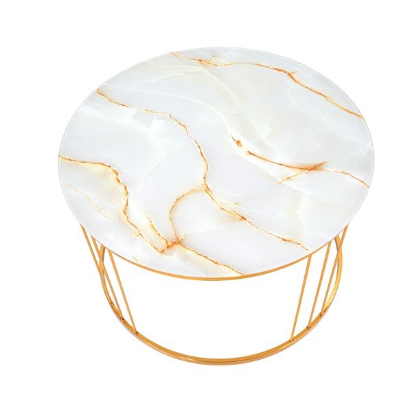 Tavolino in oro , ⌀ 70 cm Simple Paris - Mauro Ferretti-image-2