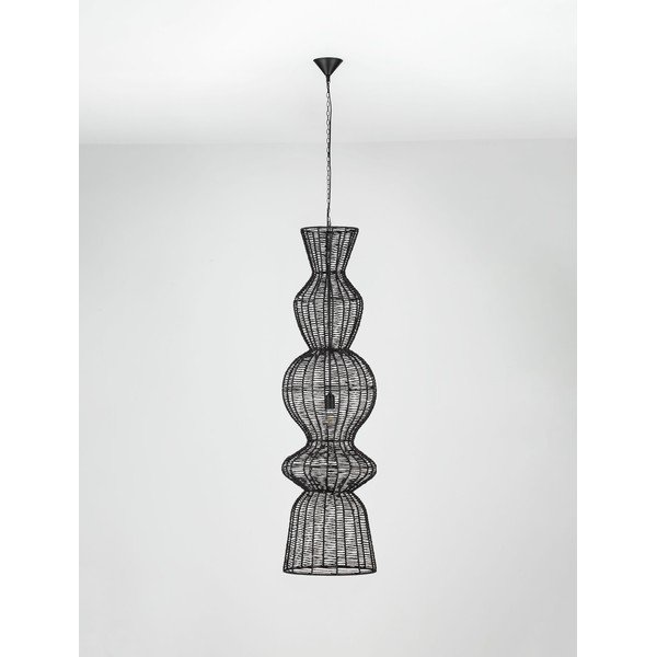 Lampadario nero opaco con rivestimento in corda ø 38 cm Breena – Nova Luce-image-2