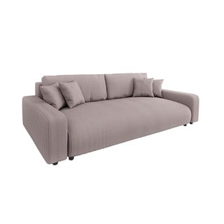 Divano rosa chiaro allungabile/con contenitore con rivestimento in velluto a coste 234 cm Sara – Ropez
