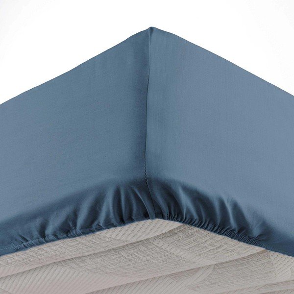 Lenzuolo blu in microfibra elasticizzata 140x190 cm Oscar - douceur d'intérieur-image-1
