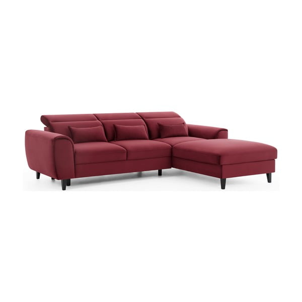 Divano angolare rosso allungabile/con contenitore (con penisola a destra/con chaise lounge) e rivestimento in velluto Foble – ELTAP-image-2